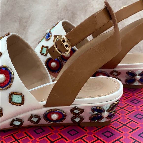 NWT Tory Burch Estella embellished short heel sandals - Picture 3 of 7